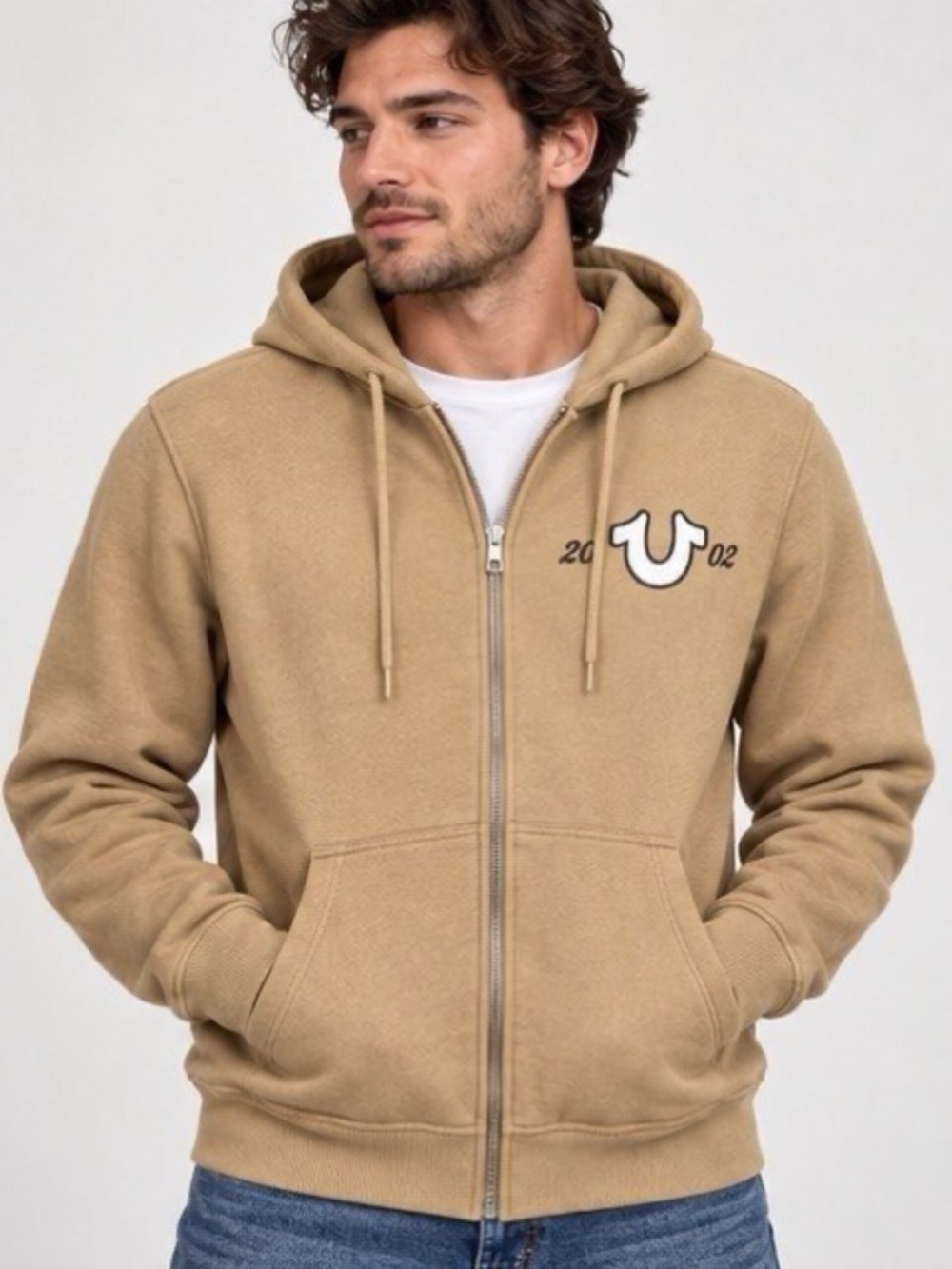 True Religion New Zip Hoodie Big Print Logo
